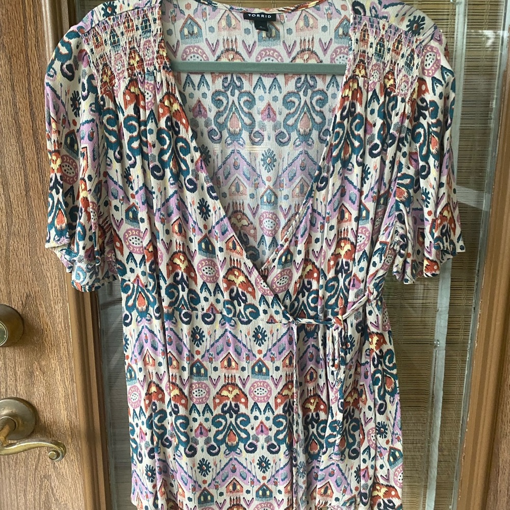 Torrid Colorful Geometric Print Blouse
